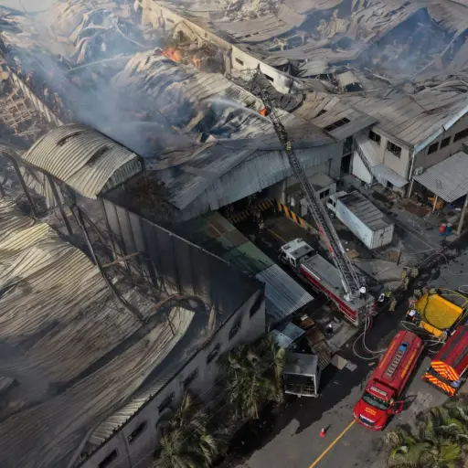 El fuego ha consumido varias bodegas ubicadas en el complejo industrial de ruta al Pacífico. ,Bomberos Voluntarios