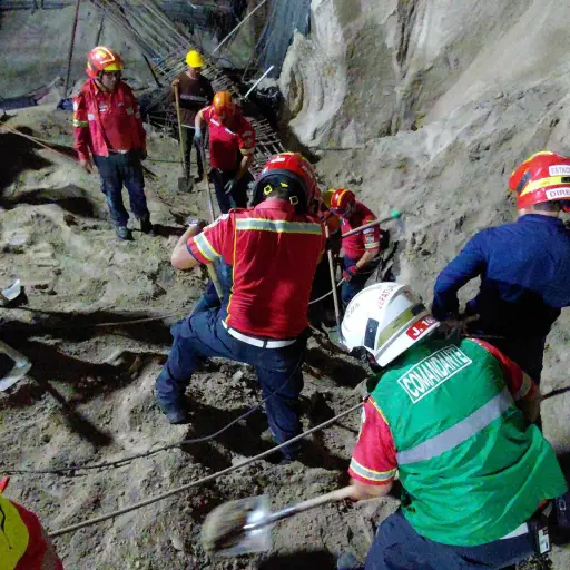 Los equipos de socorro trabajan para localizarn a las personas soterradas en una construcción en zona 14. ,Bomberos Municipales