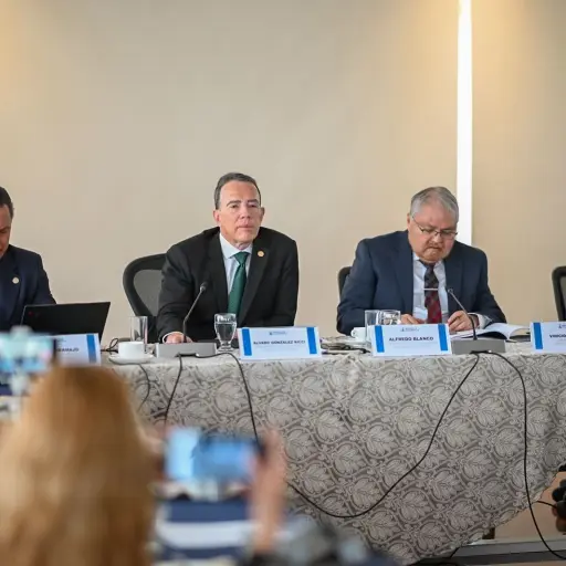 El presidente del Banco de Guatemala, Álvaro González Ricci, y otras autoridades presentan primer informe de Estabilidad Financiera 2025. ,Banguat