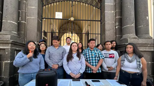 Estudiantes de la Usac en conferencia de prensa el miércoles, 25 de marzo, para pronunciarse sobre proceso de elección de rector. ,Omar Solís/Emisoras Unidas