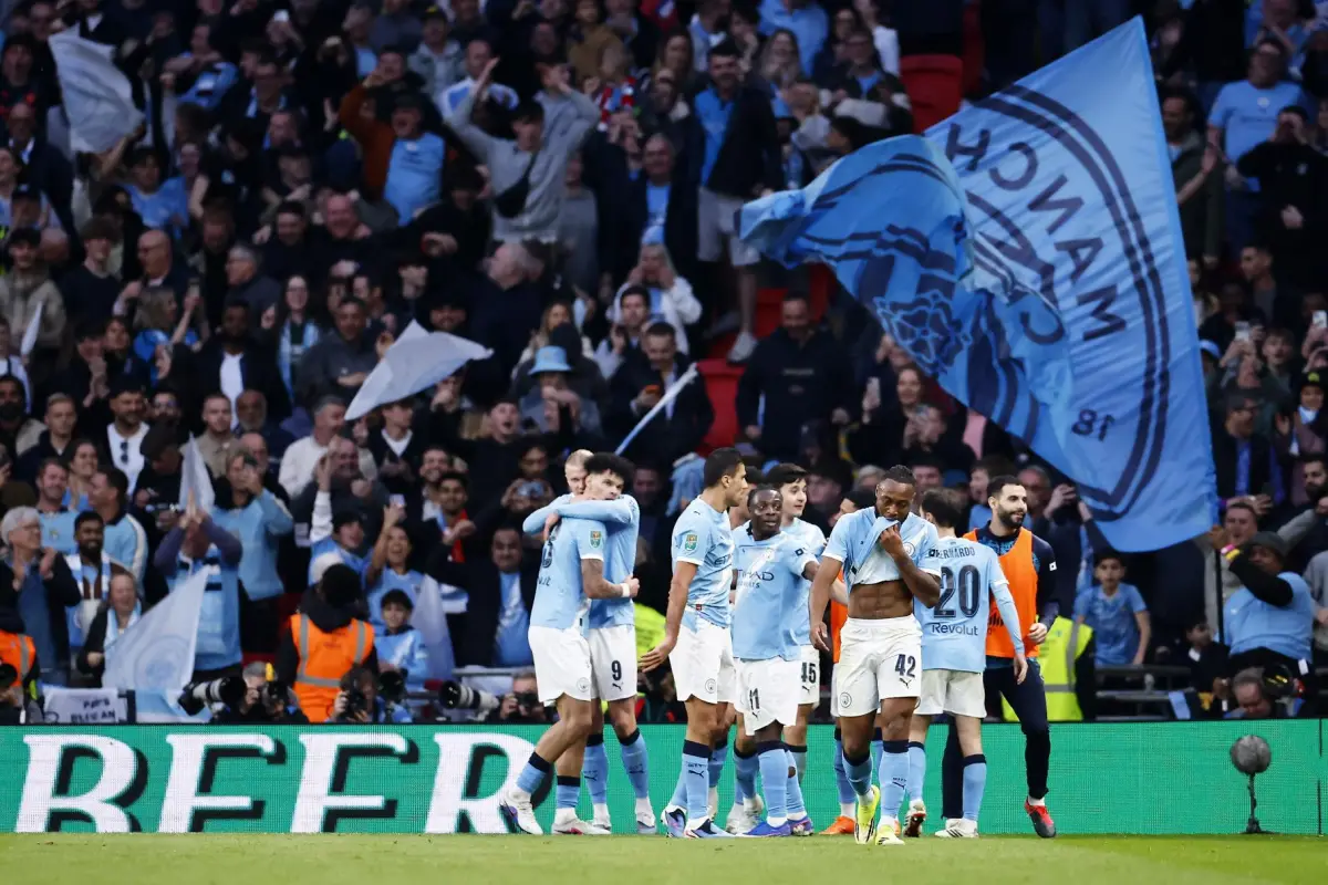 Celebración del Manchester City ante el Arsenal en la final de la EFL Cup - EFE
