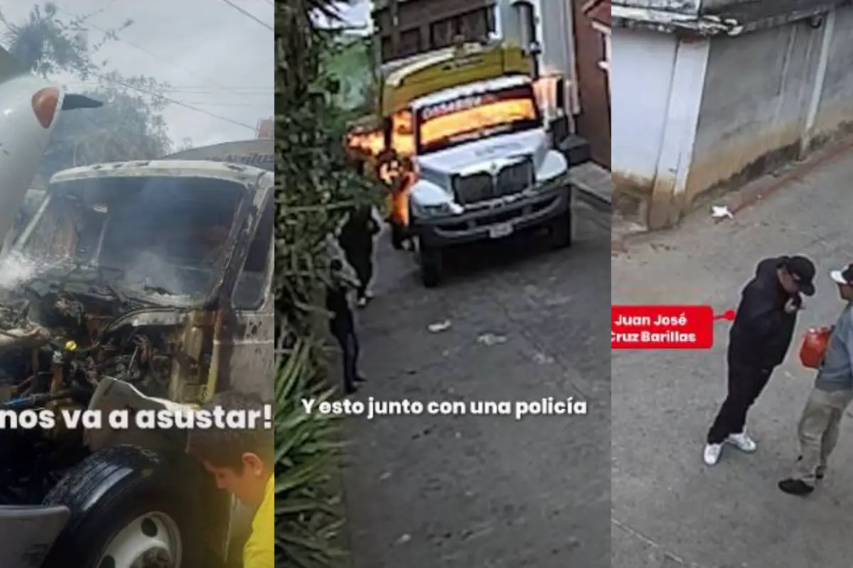 Responsables de quemar camiones de basura en Santa Catarina Pinula, 