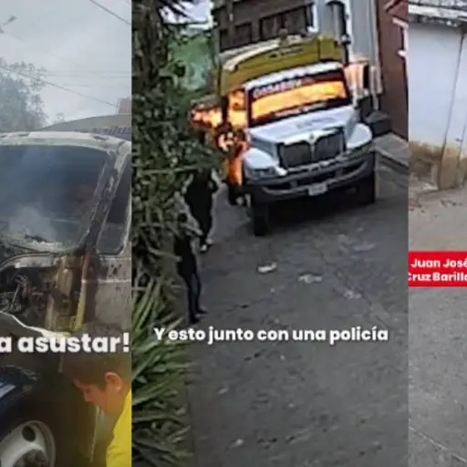 Responsables de quemar camiones de basura en Santa Catarina Pinula ,