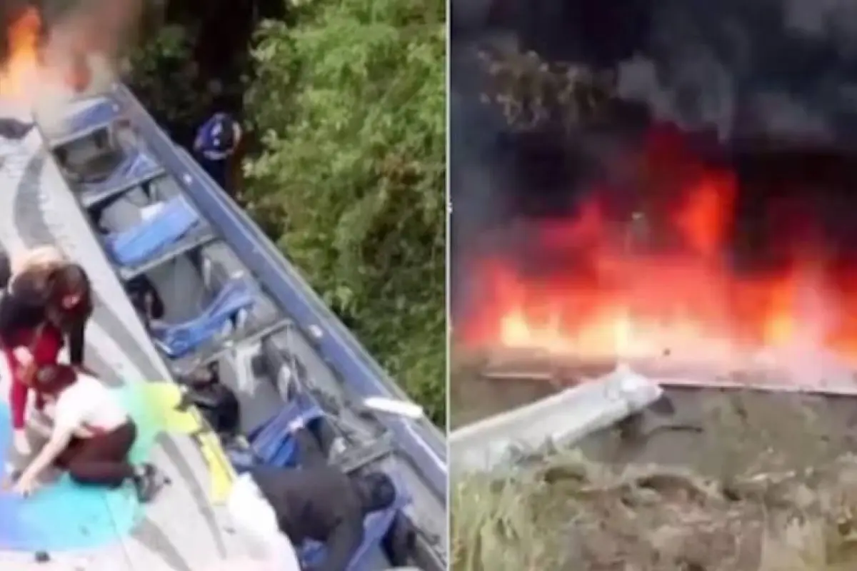Pasajeros escapan de bus antes de incendio, Captura de video