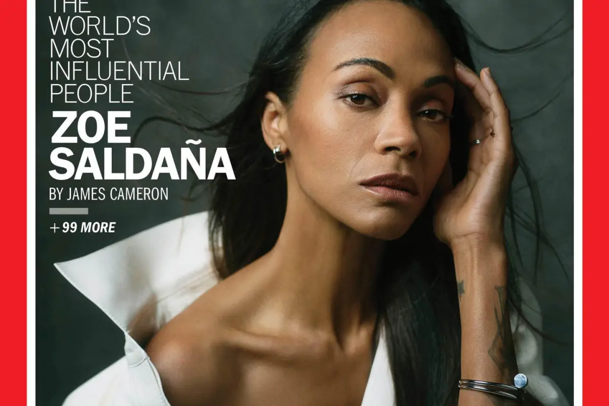 Fotografía publicada en la cuenta de X de la revista @TIME que muestra a la actriz Zoe Saldaña en su portada, EFE/ @TIME