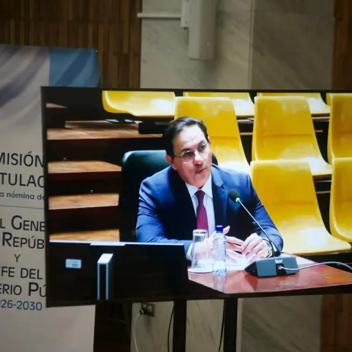 El ministro de Gobernación, Marco Antonio Villeda, en entrevista ante la comisión de postulación para la elección de fiscal general. ,Omar Solís/Emisoras Unidas