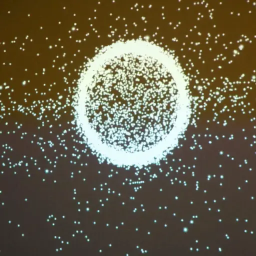 Vista de archivo de los desechos espaciales que flotan alrededor del globo a través de un láser que emite largas líneas verticales de luz LED , EFE/Imane Rachidi