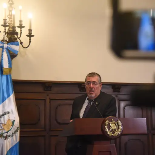 El presidente Bernardo Arévalo durante la conferencia de prensa 
