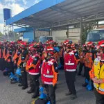Varios rescatistas realizan ejercicios de rescate en el Campo Marte, zona 5 capitalina. ,Conred.