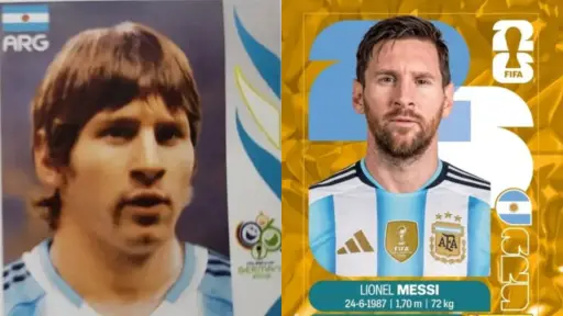 El cambio físico de Lionel Messi en las estampitas de los Mundiales 