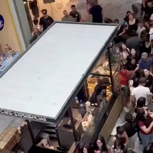 Videos virales revelan pánico en centro comercial durante lluvia de billetes que deja heridos. ,Redes sociales.