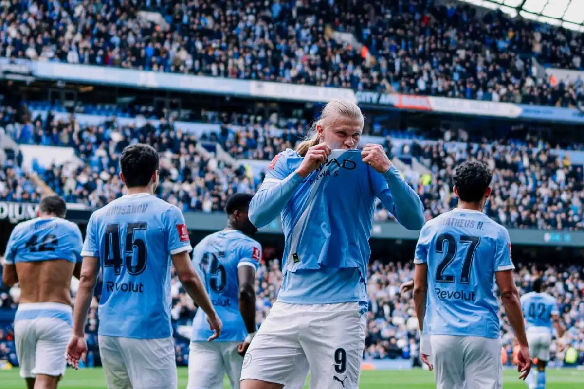 Celebración de Erling Haaland ante el Liverpool en la FA Cup - Manchester City