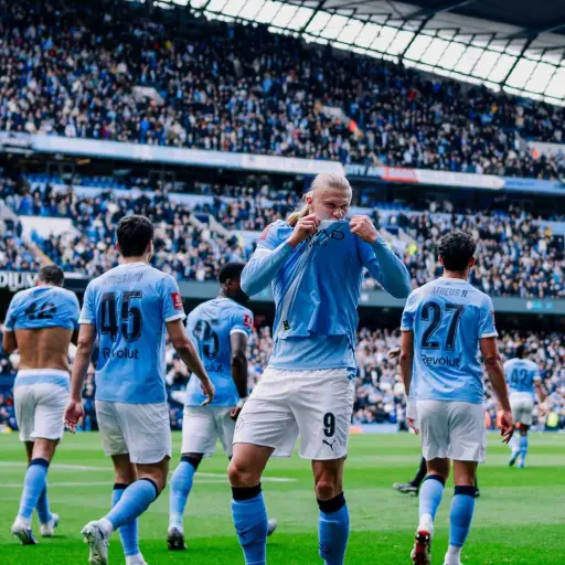 Celebración de Erling Haaland ante el Liverpool en la FA Cup - Manchester City