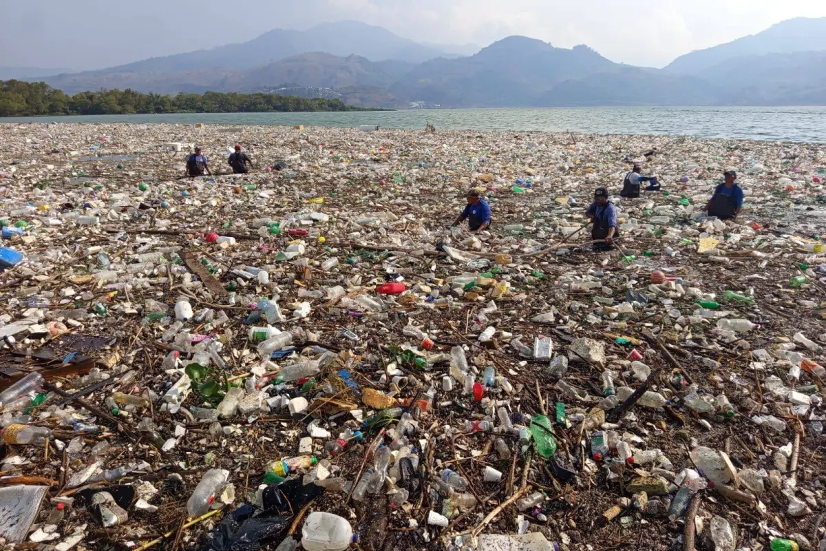 Desechos sólidos flotantes ingresaron al lago de Amatitlán, AMSA