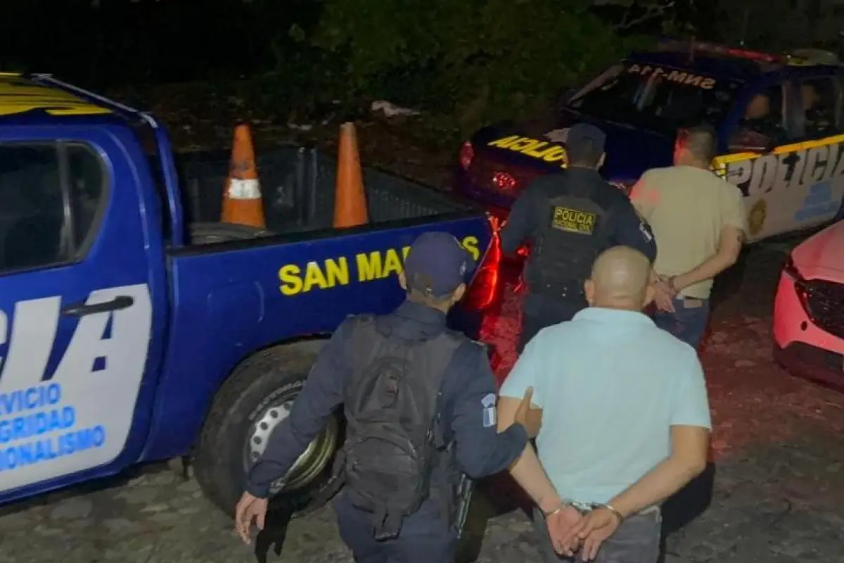 Parte de los implicados en el caso de desaparición que fueron capturados en San Marcos., PNC