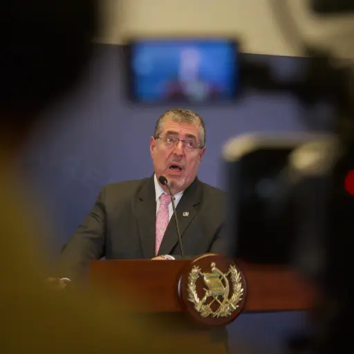 El presidente Bernardo Arévalo durante la conferencia de prensa 
