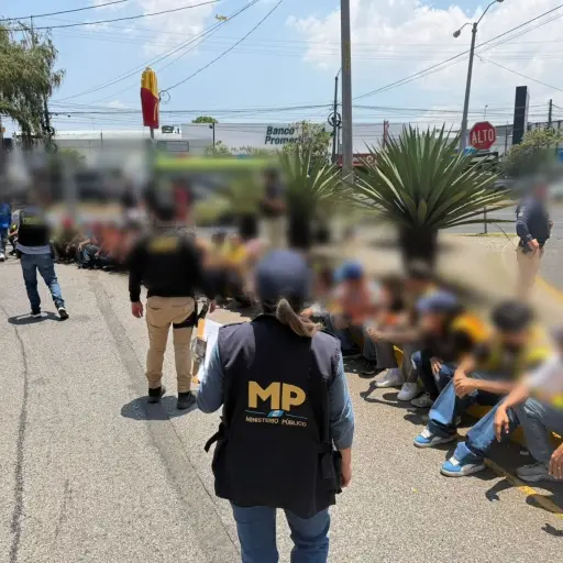 Un total de 33 supuestos cuidadores de vehículos fueron identificados en la zona 13. ,Ministerio Público