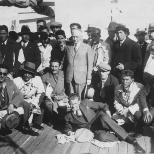 Jules Rimet, presidente de la FIFA entre 1921 y 1954 rumbo a Uruguay por el Mundial 1930 - FIFA