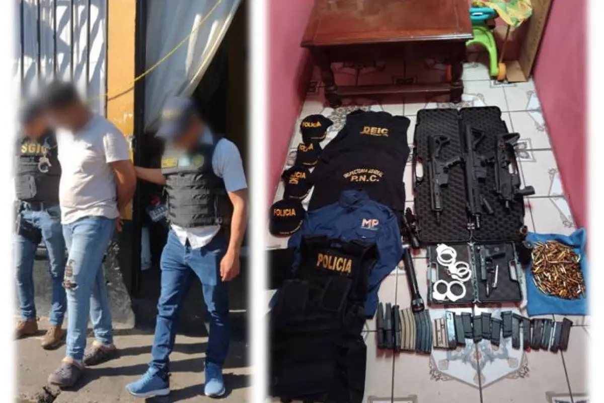 Personas detenidas y artículos decomisados durante el operativo contra extorsiones., Ministerio Público