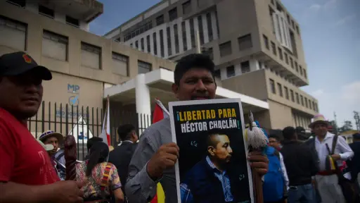 Pueblos indígenas realizan manifestación en alrededores del Ministerio Público para exigir la liberación de Luis Pacheco y Héctor Chaclán. ,Omar Solís/Emisoras Unidas