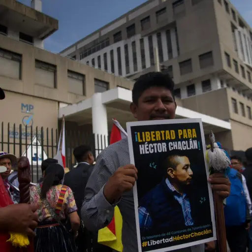 Pueblos indígenas realizan manifestación en alrededores del Ministerio Público para exigir la liberación de Luis Pacheco y Héctor Chaclán. ,Omar Solís/Emisoras Unidas