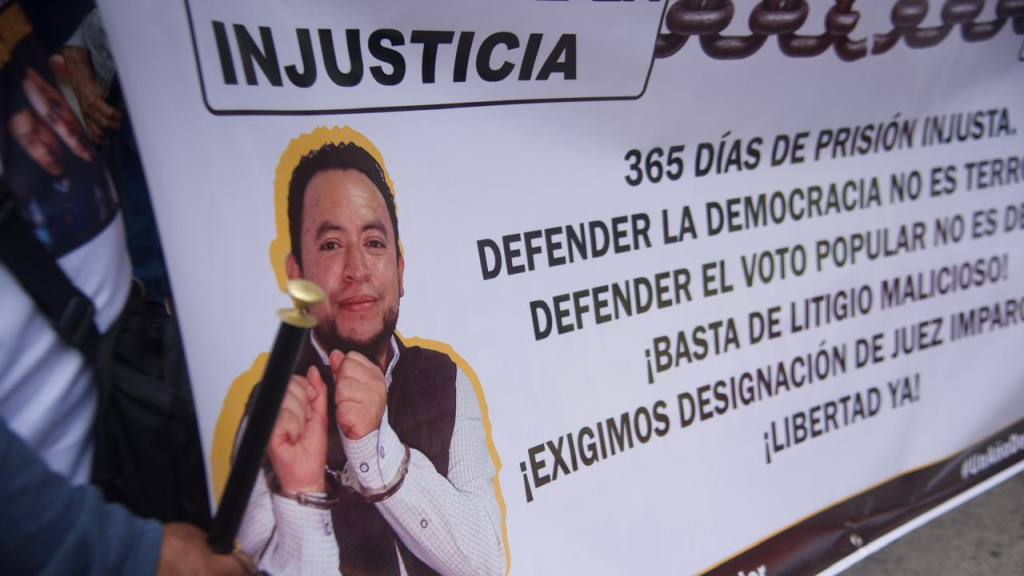 Manifestación de los 48 Cantones de Totonicapán para pedir libertad para Luis Pacheco y Héctor Chaclán | Foto: Omar Solís/EU