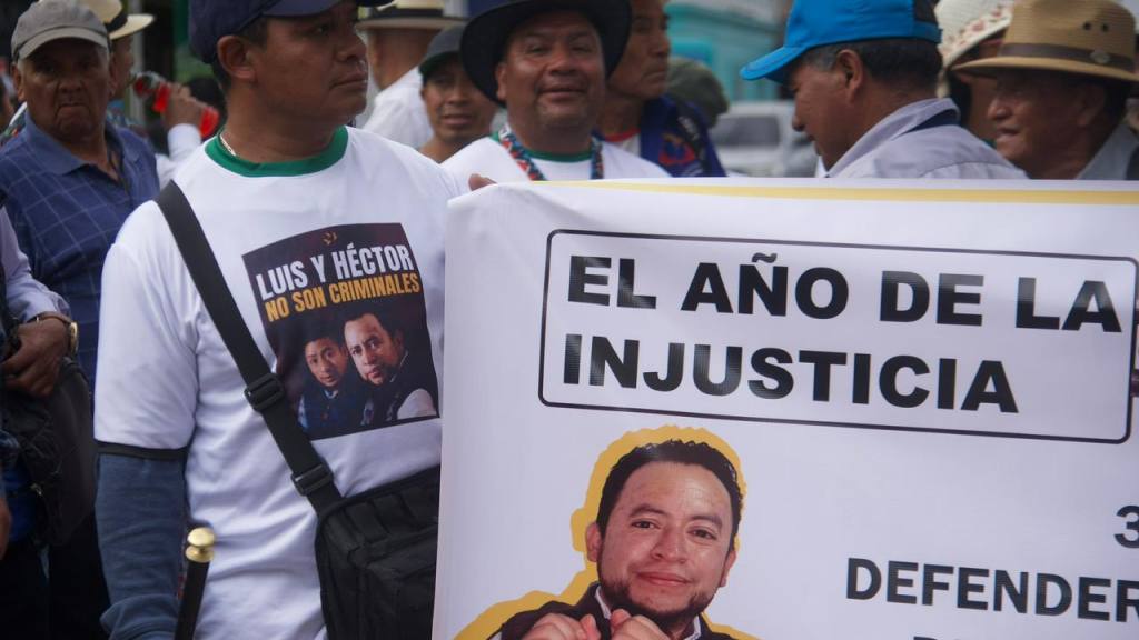 Manifestación de los 48 Cantones de Totonicapán para pedir libertad para Luis Pacheco y Héctor Chaclán | Foto: Omar Solís/EU