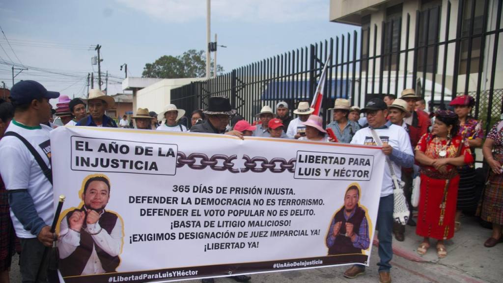 Manifestación de los 48 Cantones de Totonicapán para pedir libertad para Luis Pacheco y Héctor Chaclán | Foto: Omar Solís/EU