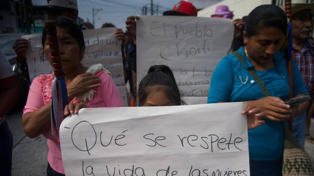 Manifestación de los 48 Cantones de Totonicapán para pedir libertad para Luis Pacheco y Héctor Chaclán | Foto: Omar Solís/EU