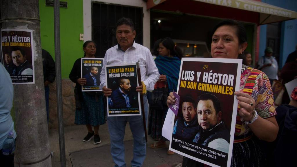 Manifestación de los 48 Cantones de Totonicapán para pedir libertad para Luis Pacheco y Héctor Chaclán | Foto: Omar Solís/EU