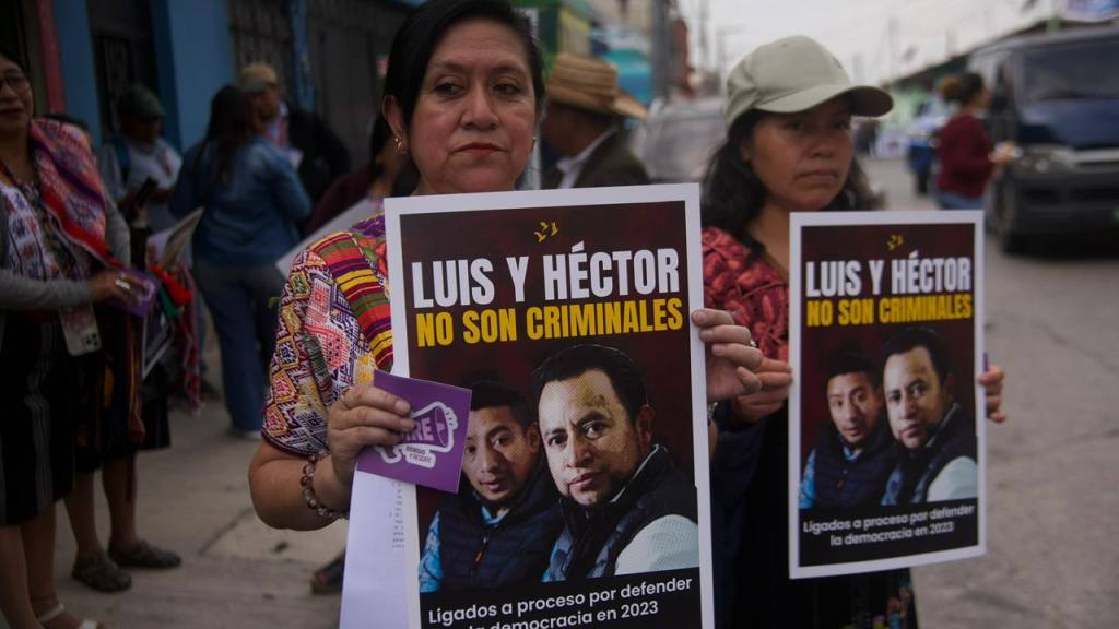 Manifestación de los 48 Cantones de Totonicapán para pedir libertad para Luis Pacheco y Héctor Chaclán | Foto: Omar Solís/EU