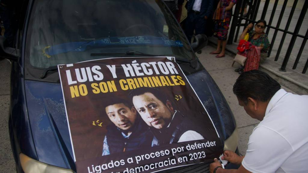 Manifestación de los 48 Cantones de Totonicapán para pedir libertad para Luis Pacheco y Héctor Chaclán | Foto: Omar Solís/EU