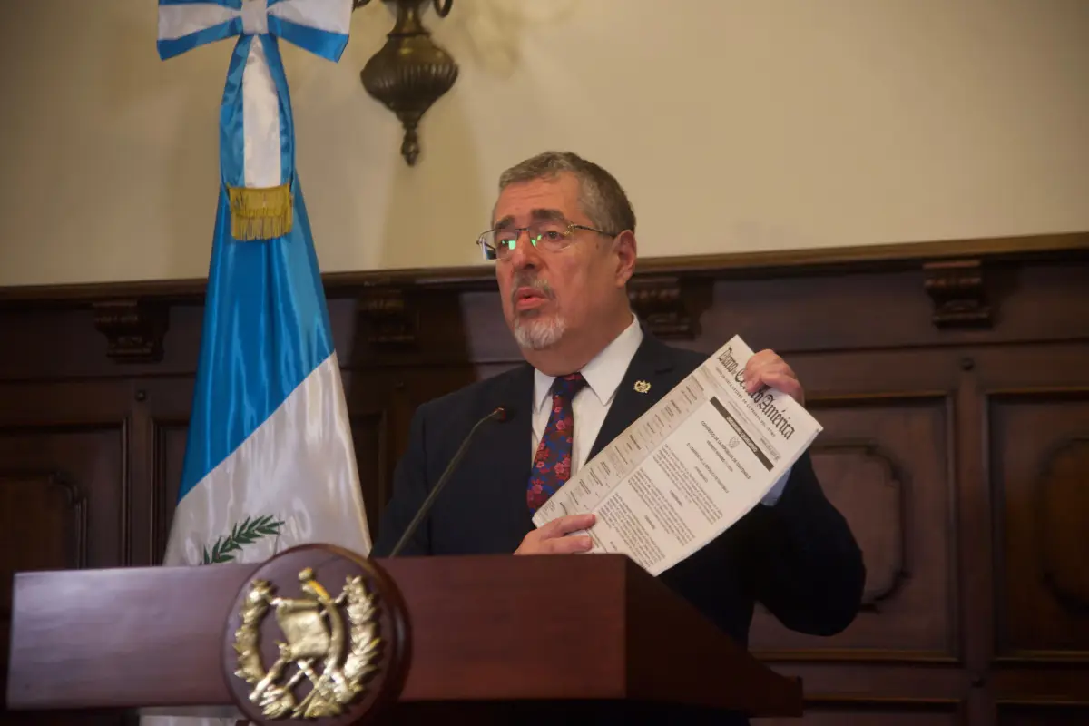 El presidente Bernardo Arévalo brinda detalles del subsidio aplicado para los combustibles., Omar Solís/Emisoras Unidas