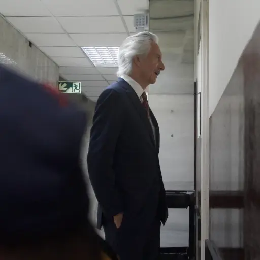 El periodista José Rubén Zamora en la sala de audiencias, el miércoles 29 de abril de 2026. ,Omar Solís/Emisoras Unidas