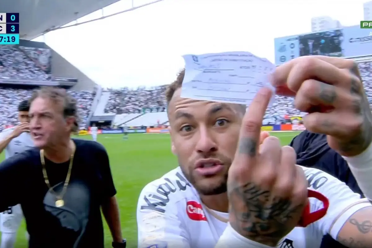 Neymar fue sustituido por error en un partido entre Santos y Coritiba - Captura de pantalla