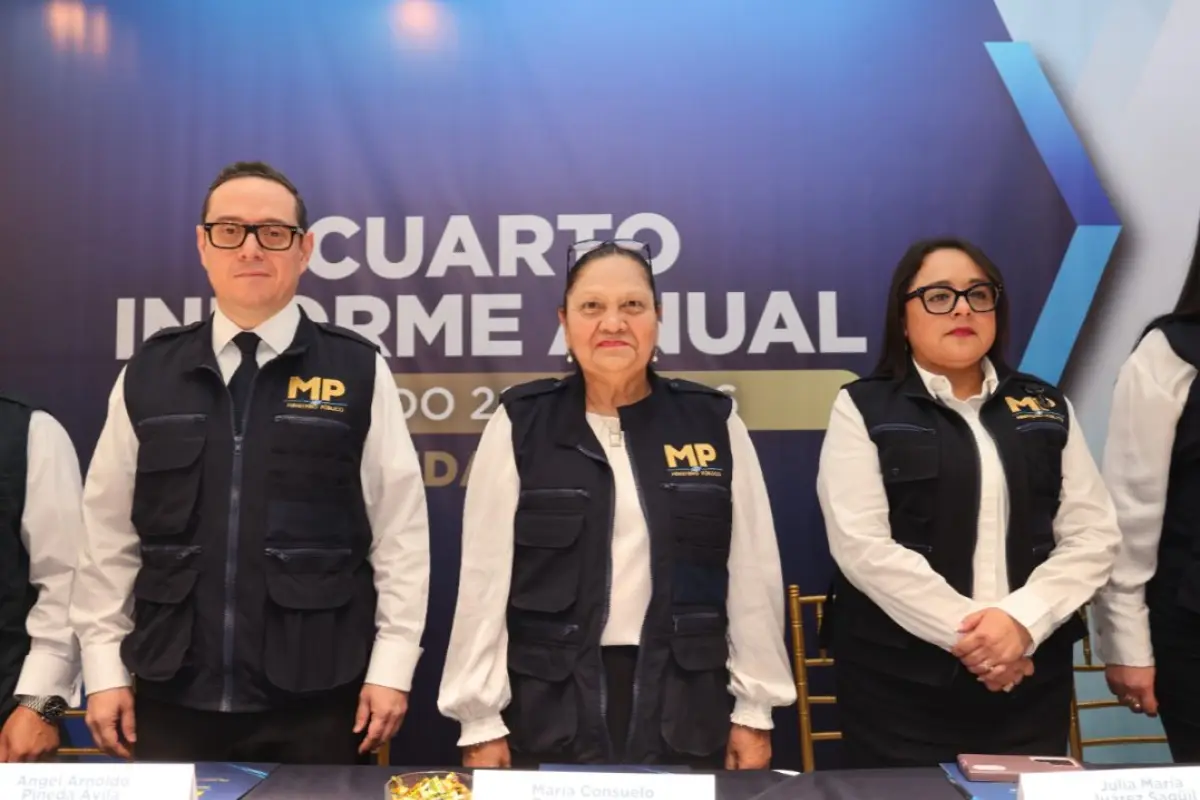 La fiscal general, Consuelo Porras, y su equipo de trabajo participan en la presentación del cuarto informe anual de labores 2025-2026., Ministerio Público