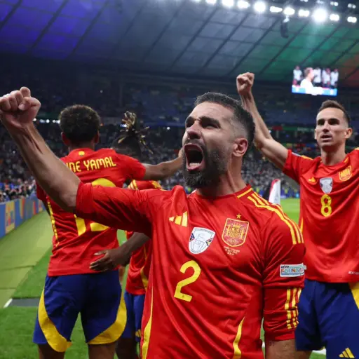 Dani Carvajal celebra con España en la Eurocopa 2024 - Selección Española