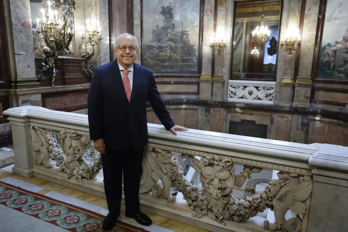 El canciller de Guatemala, Carlos Ramiro Martínez, interviene en una tribuna organizada por la Casa de América en Madrid y la agencia EFE, este martes 12 de mayo de 2026., EFE