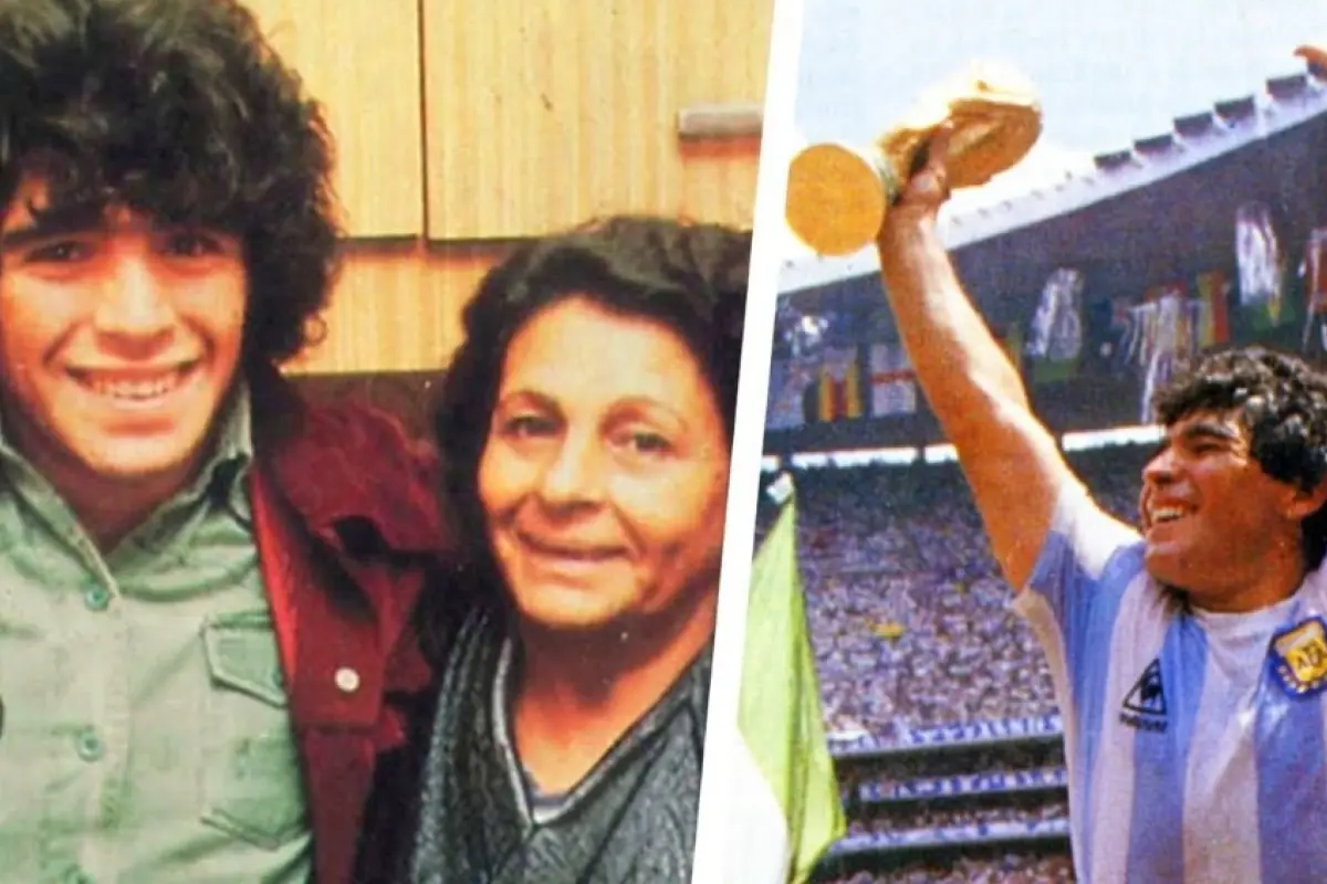 Diego Maradona y doña "Tota", su madre 