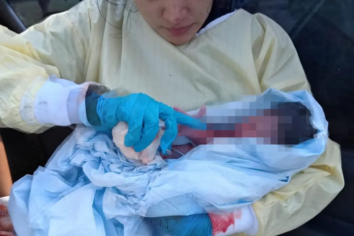 Los rescatistas salieron al encuentro del vehículo en el que transportaban a la mamá en labor de parto., Bomberos Municipales Departamentales. 