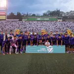 Jugadores de Antigua previo al duelo ante Comunicaciones - Antigua GFC