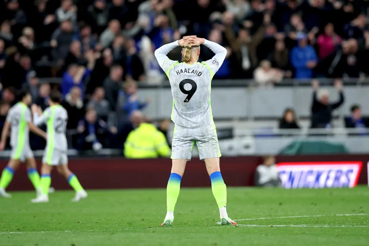 Lamento de Haaland en el partido entre Everton y Manchester City - EFE