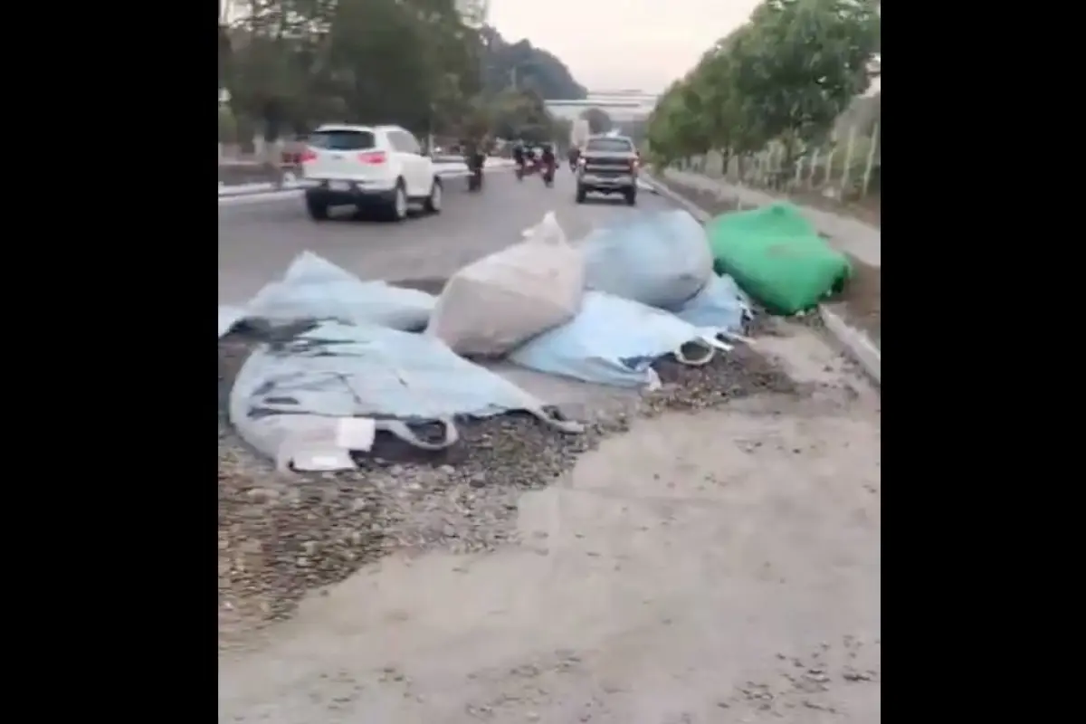 Área donde el camión botó la carga en Villa Nueva., PMT de Villa Nueva