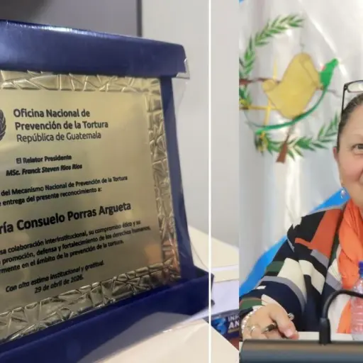 La Oficina Nacional de Prevención de la Tortura firmó el reconocimiento entregado a Porras. ,Ministerio Público.
