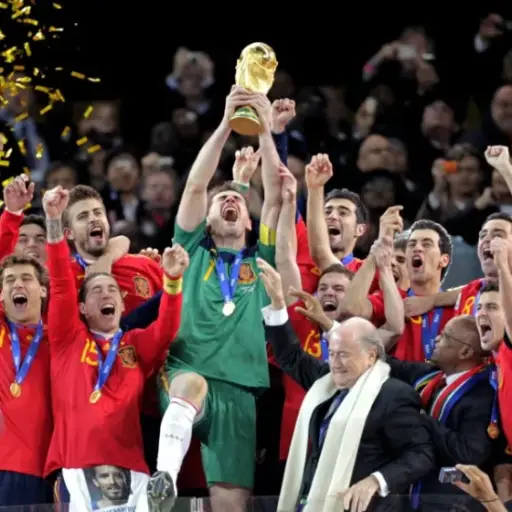 España celebrando el título en Sudáfrica 2010