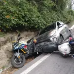 Dos motocicletas del departamento de Tránsito de la PNC se vieron involucradas en otro accidente de tránsito. ,PMT de Villa Nueva.