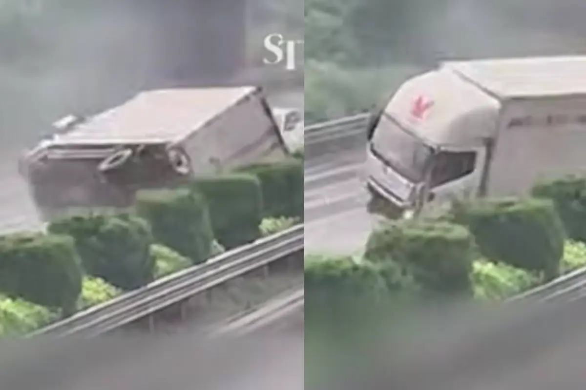 Camión de carga volcado en China, 