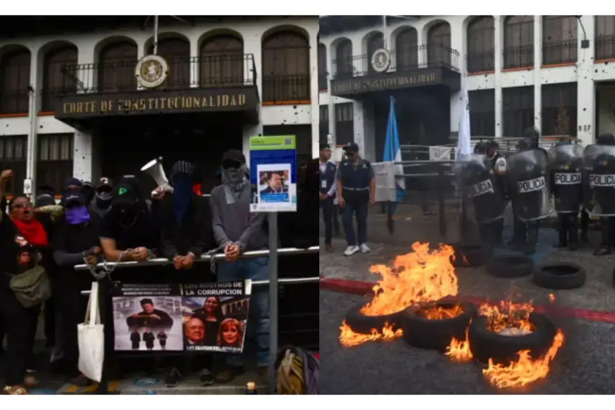 Manifestación de estudiantes de la Usac frente a la Corte de Constitucionalidad., 