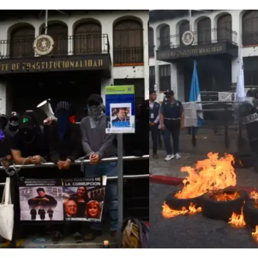 Manifestación de estudiantes de la Usac frente a la Corte de Constitucionalidad. ,