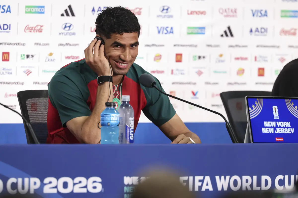 Achraf Hakimi, de Marruecos, participa en una conferencia de prensa el pasado 12 de junio., EFE